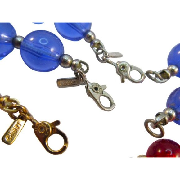 Vintage Monet Red and Blue Plastic Bead Necklaces Set of 3 - Picture 6 of 11